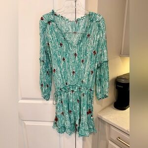 Poupette St. Barth Green and Red Mini Dress